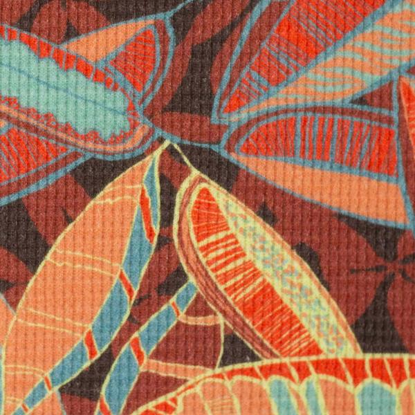 Viento by Bienvenido Colorido - Waffeljersey, Blätter in braunbunt